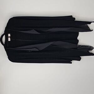 Chico's Travelers‎ Elegant Black Jacket Duster w Sheer Layer Collar